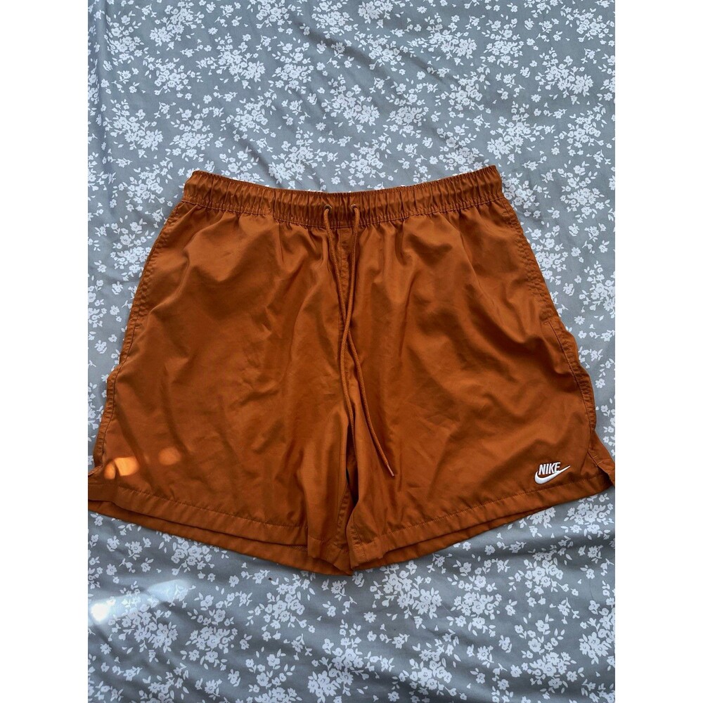 Nike Mens Club Woven Flow Shorts Orange Size Large L Mesh Lined Swim Gym Casual